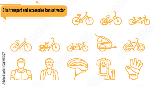 Bike transport and accessories icon set vector
