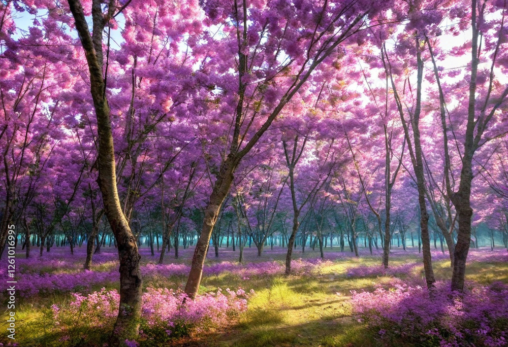 Forest of Impossible Blooms: A scene where trees and vines produce flowers that appear to float mid-air in clusters of pastel tones. Sunlight piercing through cracks in the canopy highlights the surre Forest of Impossible Blooms: A scene where trees and vines produce flowers that appear to float mid-air in clusters of pastel tones. Sunlight piercing through cracks in the canopy highlights the surre