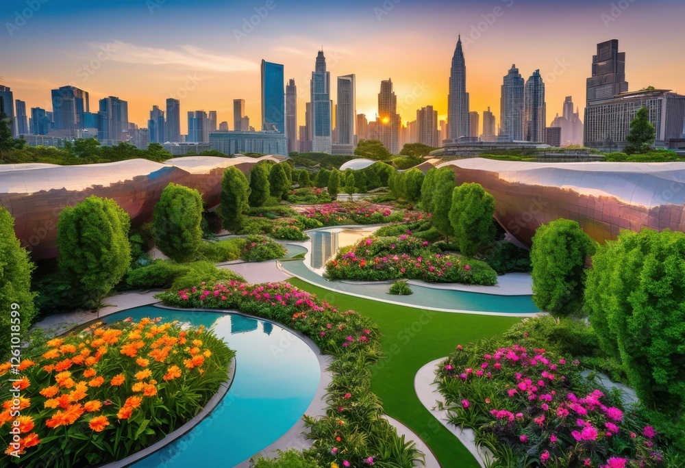 Fototapeta premium captivating series vibrant urban green spaces showcasing diversity beauty nature modern city environments, garden, parks, landscapes, flora, greenways