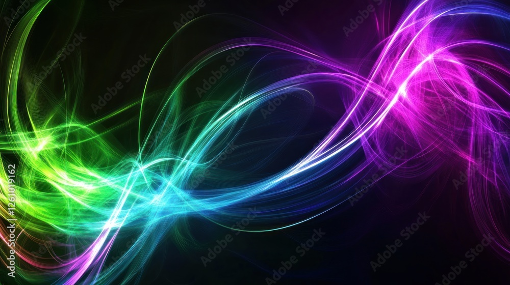 Abstract colorful light swirls, dark background, energy, design Abstract colorful light swirls, dark background, energy, design