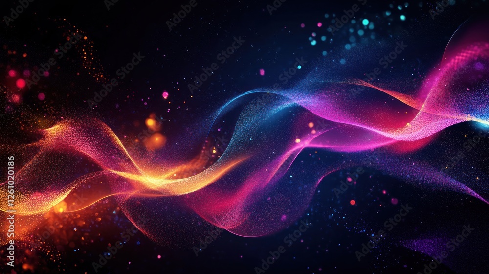 Abstract colorful wave energy flow, dark background, website banner Abstract colorful wave energy flow, dark background, website banner
