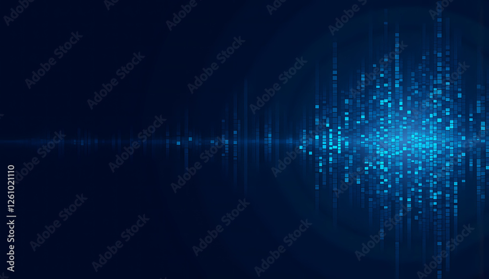Soundwave visualization in blue tones with reflection for music and audio design Soundwave visualization in blue tones with reflection for music and audio design