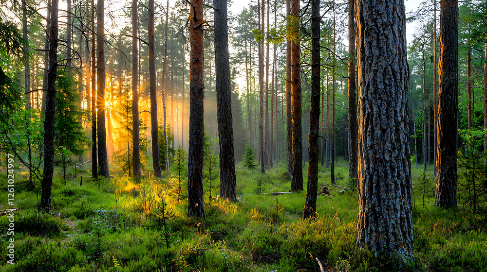 A forest with trees and grass. generated using AI A forest with trees and grass. generated using AI