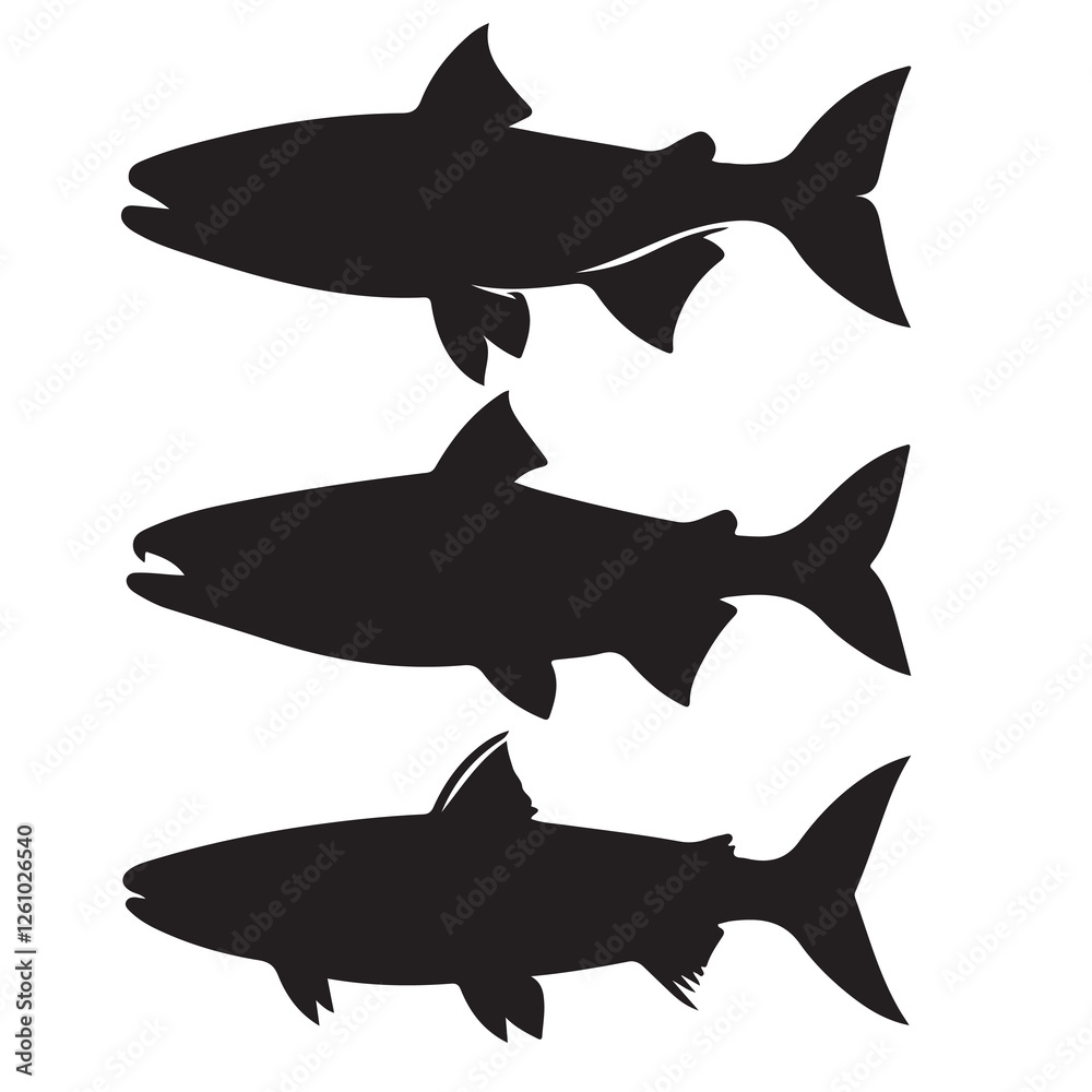 Obraz premium Silhouette of arctic char fish stock illustration, Fish vector illustration.