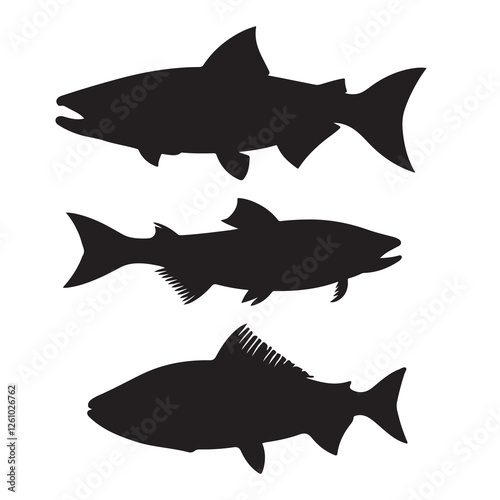 Silhouette of arctic char fish stock illustration, Fish vector illustration.