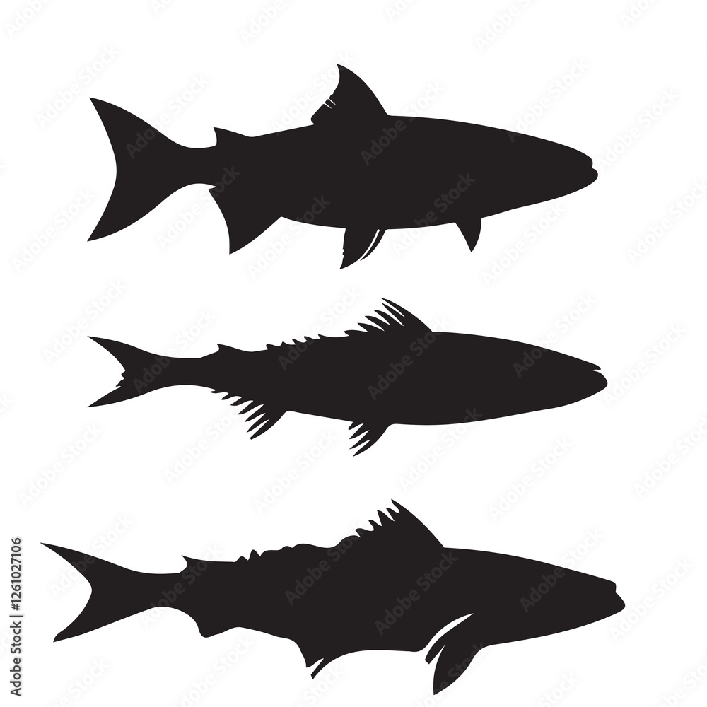 Silhouette of arctic char fish stock illustration, Fish vector illustration. Silhouette of arctic char fish stock illustration, Fish vector illustration.