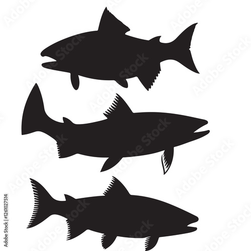 Silhouette of arctic char fish stock illustration, Fish vector illustration.