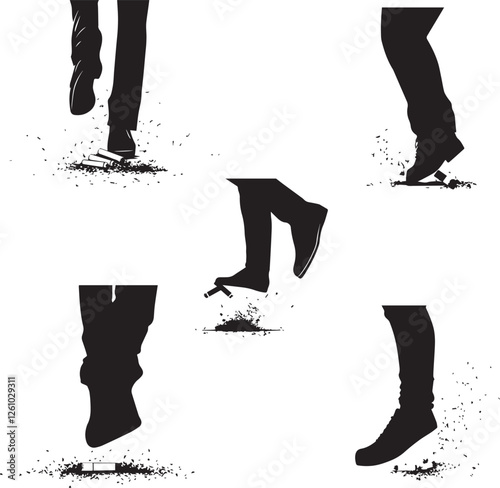 Silhouette of a Person Crushing a Cigarette
