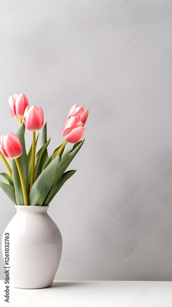 Elegant Pink Tulips in White Vase Spring Flowers Minimalist Home Decor Fresh Blossom Bouquet Elegant Pink Tulips in White Vase Spring Flowers Minimalist Home Decor Fresh Blossom Bouquet