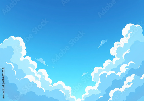 anime background features clean vector blue sky clouds stylized blue