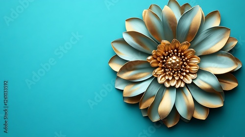 Elegant Gold and Teal Flower Design