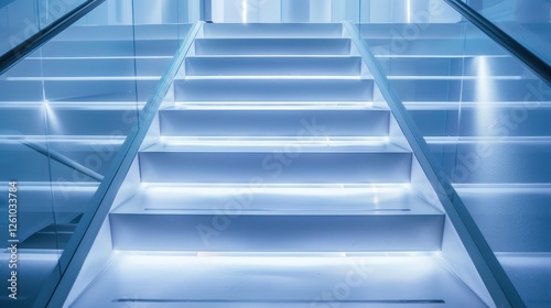 Sleek modern glass staircase with integrated lighting