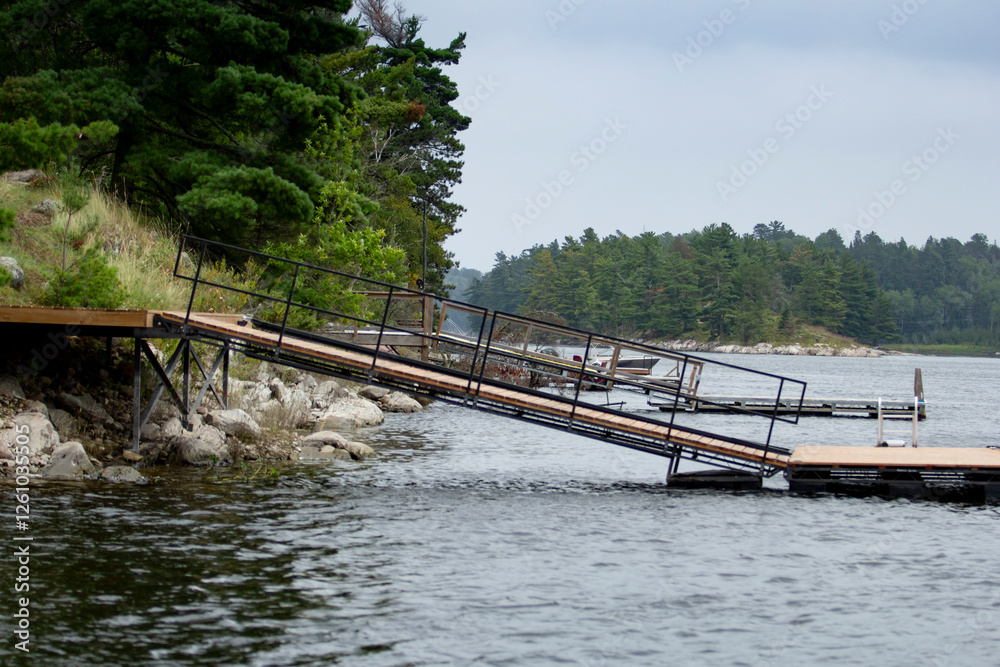 Fototapeta premium A view of some lake house docks.