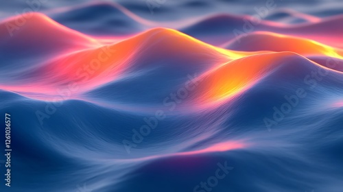 Abstract Sunset Landscape with Rolling Hills