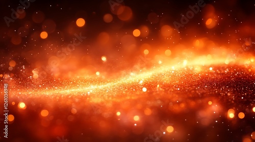 Abstract Orange Glitter Background With Lights