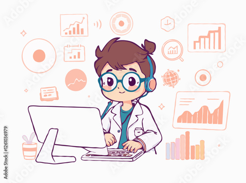 Data Science and Analytics in Creative Technology Vector Illustration