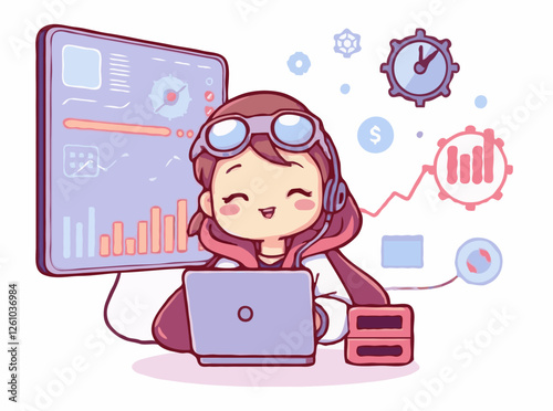 Data Science and Analytics in Creative Technology Vector Illustration