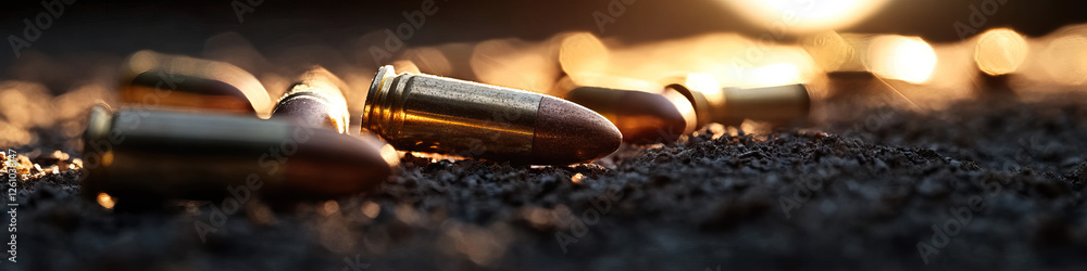 Spent 9mm Cartridges on Ground Spent 9mm Cartridges on Ground