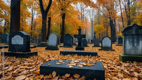 Old cemetery in autumn