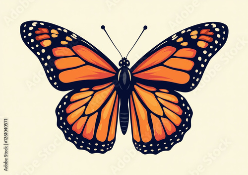colorful monarch butterfly depicted silhouette style graphic design