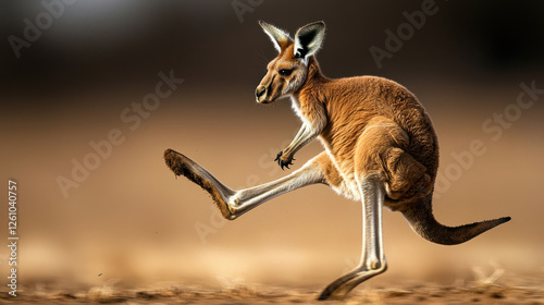 Kangaroo launching powerful kick, showcasing its strong muscles and agility