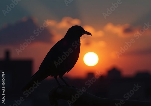 dark bird shapes remain sunset sky light fades quickly outdoors suddenly night quietly