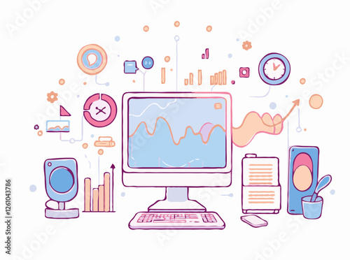 Abstract Data Visualization in Technology Theme