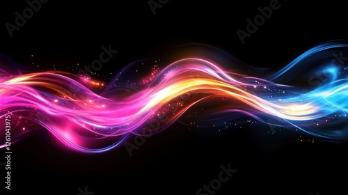 Abstract glowing wave energy flow, dark background, website header