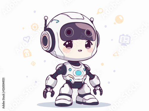 Robotic AI Technology Concept Art in Vector Graphic
