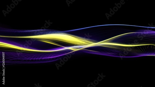 Abstract glowing waves, dark background, digital art, tech website banner
