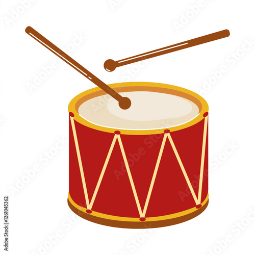 Colorful drum with sticks creating rhythm during a music session