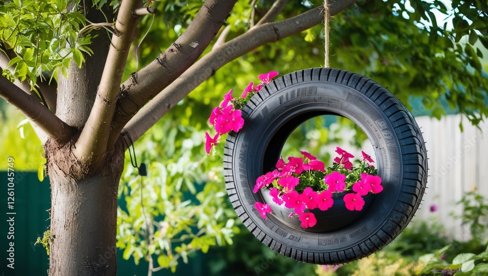 tire swing in the park, AI Generated.