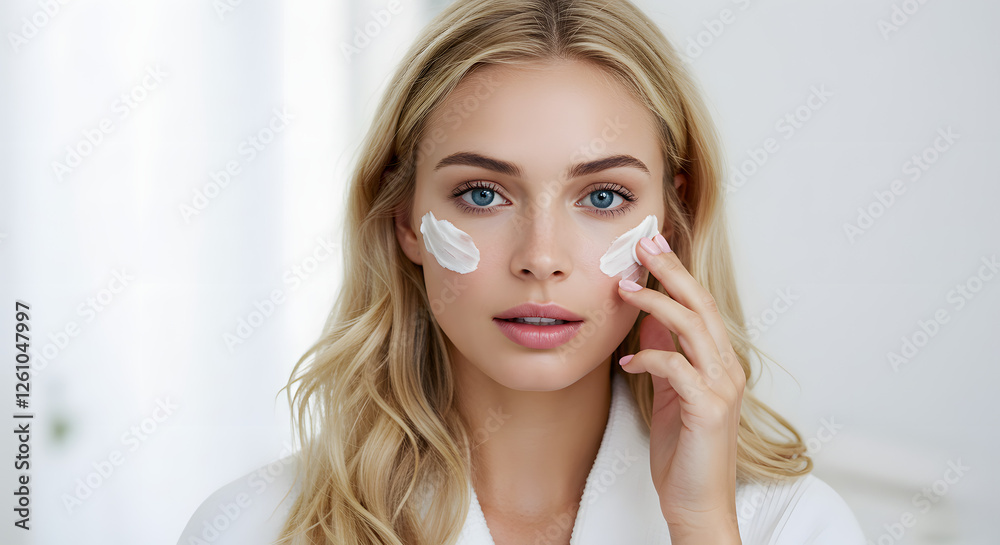 Obraz premium Professional shot of a beauty model applying cream