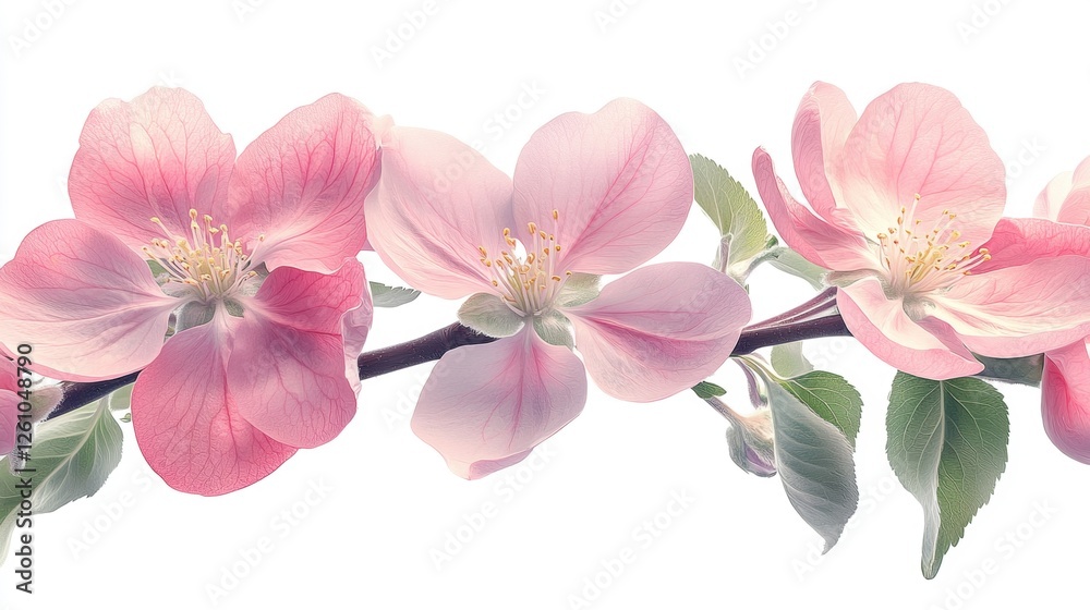 Delicate Pink Blossom Flowers on a Branch in Soft Natural Light During Spring Season Delicate Pink Blossom Flowers on a Branch in Soft Natural Light During Spring Season