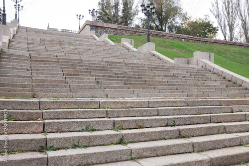 View of empty stone stairs in park