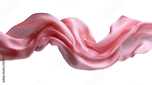 Pink silk fabric flowing on transparent background