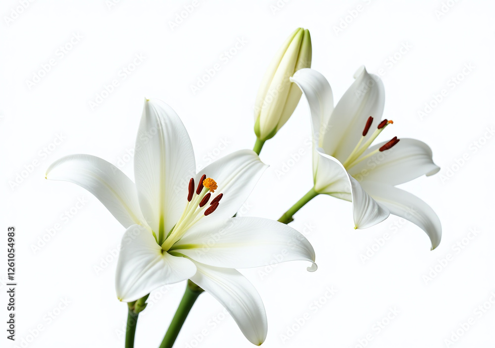 Fototapeta premium isolated white lily flowers pure white background create stunning visual
