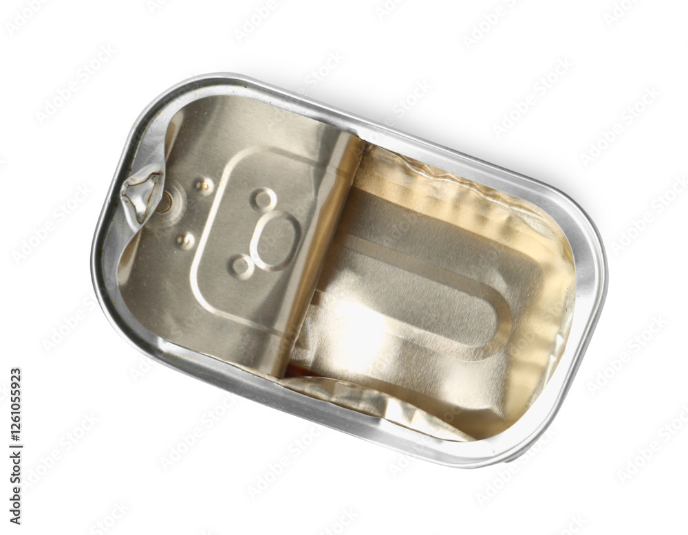 One crumpled tin can isolated on white, top view One crumpled tin can isolated on white, top view