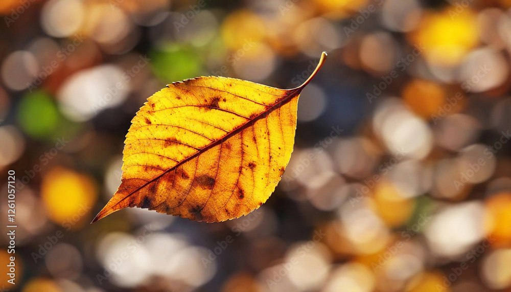 Obraz premium Create an image of a leaf with a tiny world inside, showcasing creatures living in its autumnal colors.