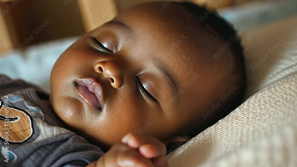 Close-up of a Baby Sleeping Peacefully in a Crib Close-up of a Baby Sleeping Peacefully in a Crib
