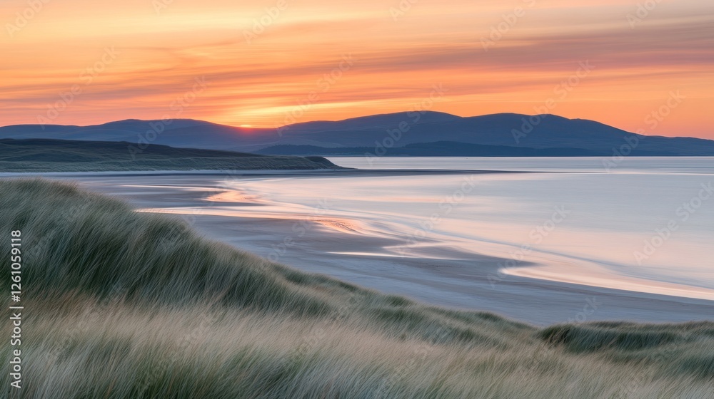 Sunset Over Coastal Dunes and Mountains Sunset Over Coastal Dunes and Mountains