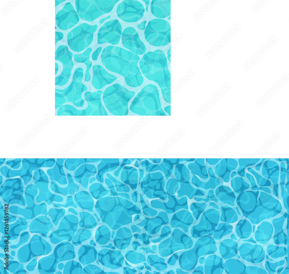 Water ripple surface pool or ocean water with glares sunlight reflections, game texture top view. Beach sea clean and deep water.