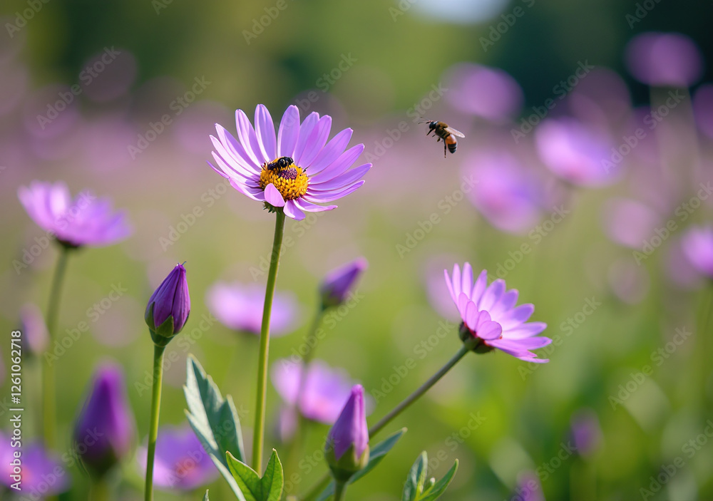 Fototapeta premium purple flowers grow fields wildflowers attract bees butterflies everywhere