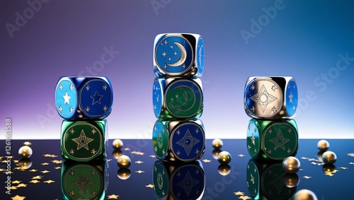 Obraz na płótnie blue glass beads , AI Generated. w salonie