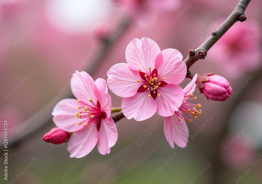 Obraz premium sakura popular spring flowering japanese evergreen tree known vibrant pink flowers attract many wildlife species every
