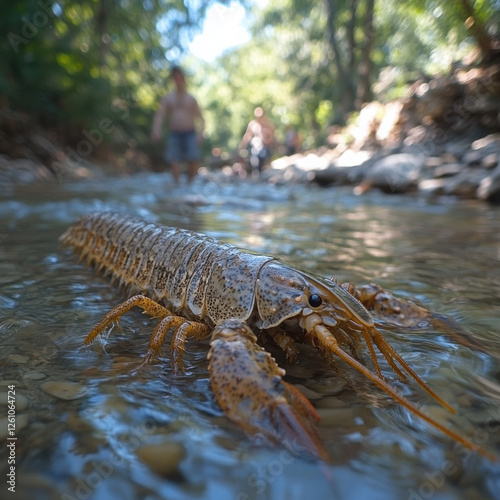 crawdad flopping in the river