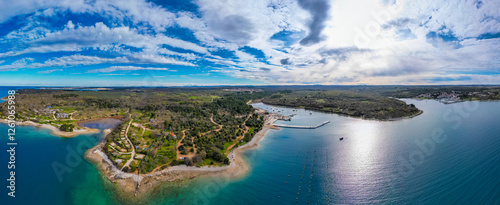 Aerial view of the Croatian coast with view of Novigrad, Lanterna, Vabriga and Cervar. photo