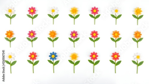 Pattern of flowers on a white background