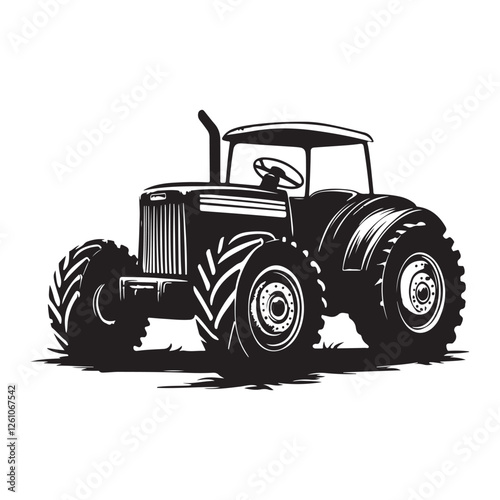 Rugged Agriculture Tractor – Hand-Drawn Farming Illustration