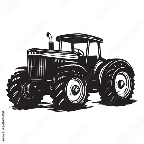 Farm Life Tractor Art – Minimalist Vintage Sketch